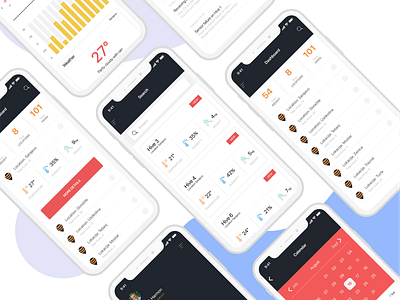 Habeetat app bees design figma figmadesign flat health honey humidity production temperature ui ux