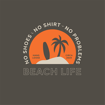 Beach Life | T-Shirt Design Concept badge badgedesign beach concept design illustraion life palm palm tree palmtree surfing tshirt