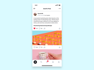 Social Posts app branding design flat minimal post profile social typography ui ux