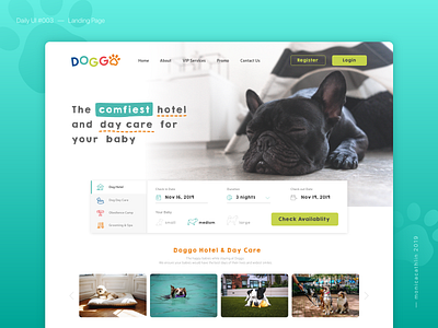 Daily UI #003 - Landing Page daily ui daily ui 003 daily ui challenge dog hotel dog hotel landing page dog hotel website french bulldog landing page landing page design pet hotel pet hotel landing page pet hotel website