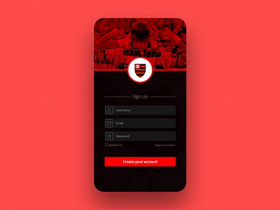 Daily UI Challenge 001 001 adobe xd app challenge dailyui design flamengo futebol sign up signup soccer app ui ux