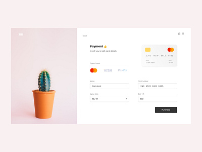 Daily UI - Credit Card Check-Out 002 checkout colors credit card creditcardcheckout dailyui dailyui 002 dailyuichallenge deco decoration design online online shop pink plant shopify ui uidesign