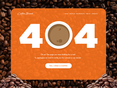 404 Page 404 404 error 404 page bar coffee dailyui dailyuichallenge design ui web website