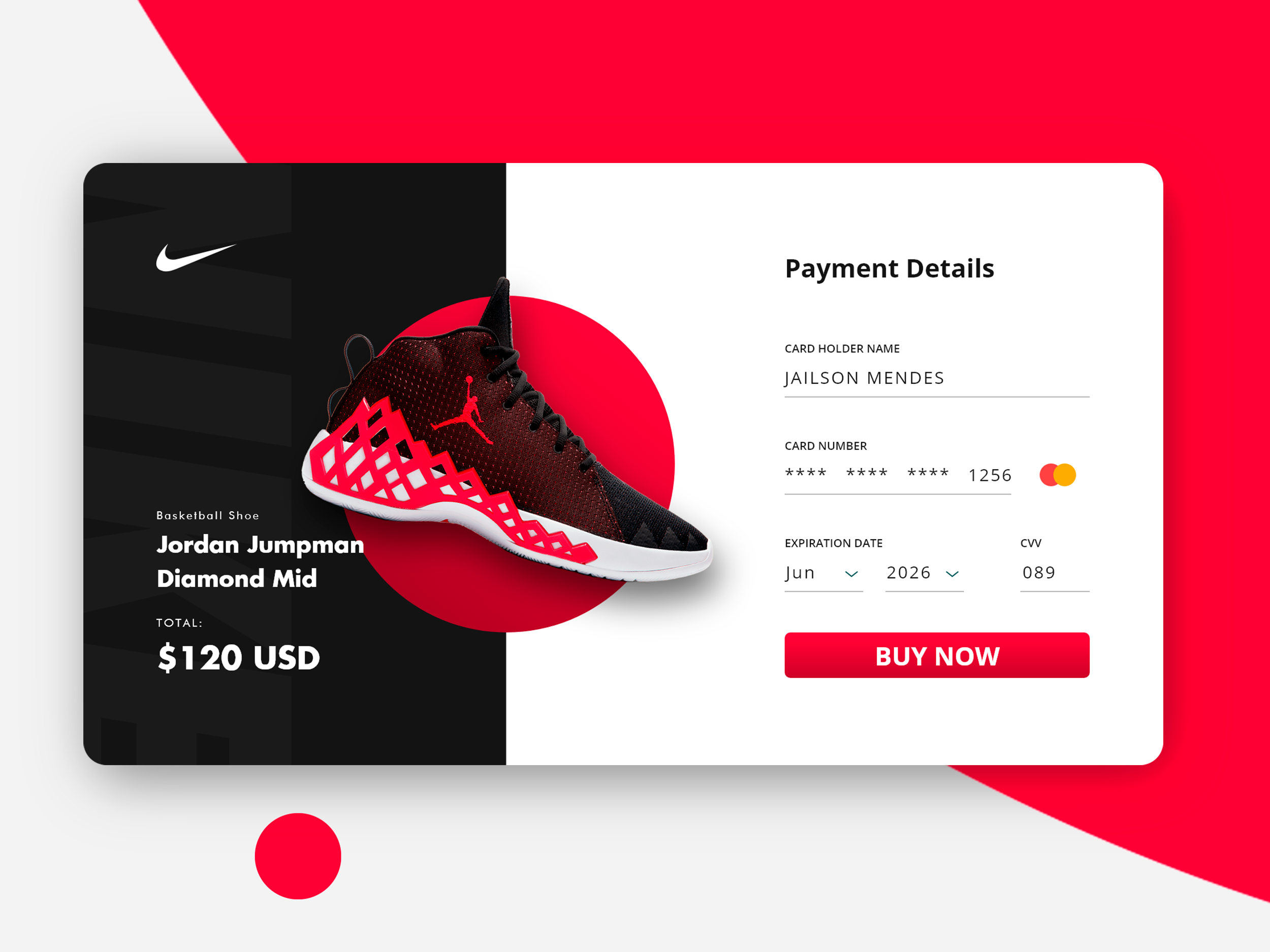 Example of Daily UI 002 Credit Card Checkout