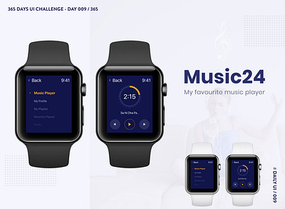 DailyUI 009 Music Player Apple Watch apple music apple pencil apple watch apple watch design mobile app music music album music app ui uiux ux