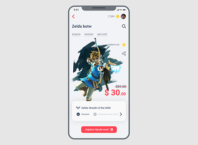 Nintendo Switch App for the #DailyUI Challenge [Adjusted] app dailyui nintendo ui ux uxdesign uxui zelda