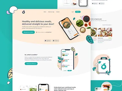Healthy Local Takeaway Service - onebite branding food food app food illustration foodie health healthy home homepage illustration landing landing page ordering organic takeaway takeout ui ui ux ui design ux