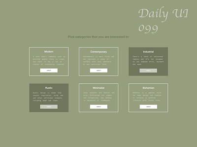 #DailyUI #UI #099 #catergories #interiordesign