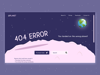 Daily UI #008 - 404 Error 404 error blue daily ui 008 error page pink planet space web design