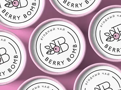 Fruit tea package - Berry Bomb berry line logo package pink
