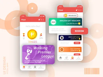 The Fitzu App adobe android app app design fitness app fitzu illustration ios app oeat oeat step counter ui ux vector
