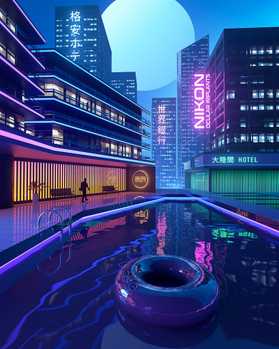ｂｕｓｉｎｅｓｓ ｔｒｉｐ 出張 3d 80s bladerunner cinema4d cyberpunk futuristic illustration neon neuromancer render retrowave synthwave vapourwave