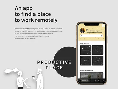 Bachelor case study / PRODUCTIVE PLACE app adobe xd black white case studies case study illustration minimal mobile mobile app mobile app design mobile design mobile ui ui uidesign user inteface ux uxdesign uxui