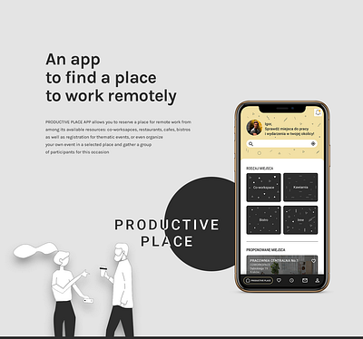 Bachelor case study / PRODUCTIVE PLACE app adobe xd black white case studies case study illustration minimal mobile mobile app mobile app design mobile design mobile ui ui uidesign user inteface ux uxdesign uxui