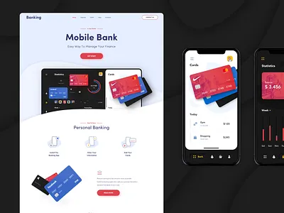 Banking Landing Page afterglow bank bank app bank card banking banking app cards clean dashboard homepage landing minimal mobile money money transfer payments transactions ui ux website