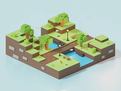 Cubic Park 3d 3d art art asset blender colors cubic game art low lowpoly park poly render rendering simple