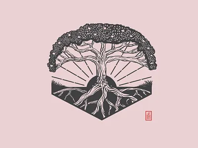 Giving Tree design etch illustration tattoo tree