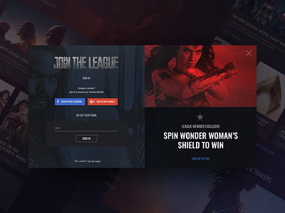 Justice League: Join the League hub platform ui ux web website