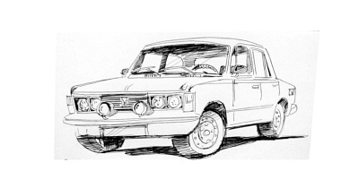 Fiat 125P concept design drawing illustration logo paint sketch vector