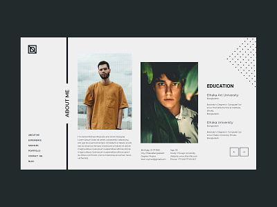 Personal Portfolio 2020 about me about page clean creative dailyui deme interface landing page portfolio resume webdesign