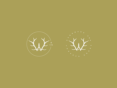 Woolen Antler & Co. Marks antler branding design foraged graphic design handcrafted logo mark submark w
