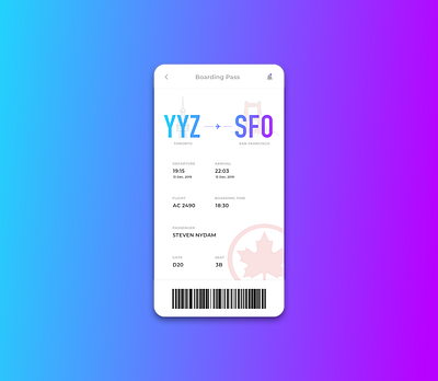 Daily UI | 024 | Boarding Pass 024 boarding pass dailyui dailyuichallenge design ui ux visual design