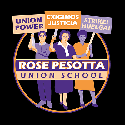 Rose Pesotta Union School branding design illustration logo
