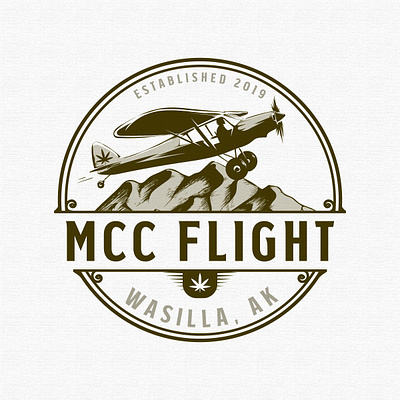 MCC FLIGHT Logo Concept branding bush pilot plane cannabis classic design drawing hip illustraion industrial industrial logo logo mountain plane retail retro store vector vintage