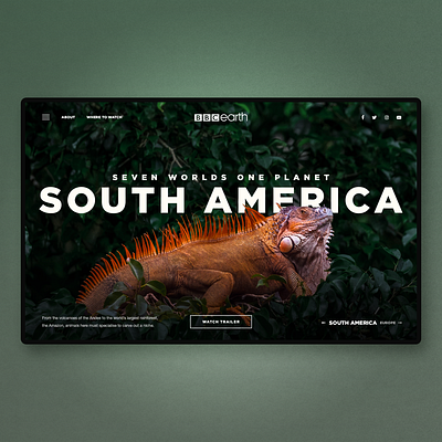 South America - Documentary Series Landing Page app design concept graphic design hero homepage landing landingpage nature slider ui uidesign ux webdesign wildlife