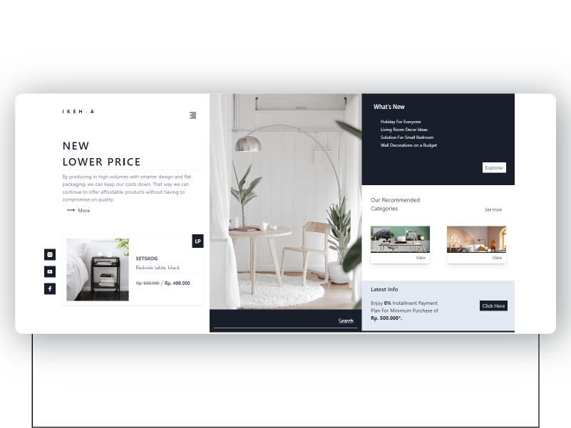 IKEHA — Minimalist Furniture Concept app branding design ecommerce landing page lettering minimal typography ui uiux ux web web design website