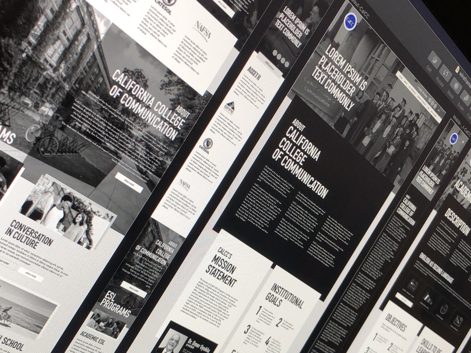 Example of Wireframe - California College of Communication website
