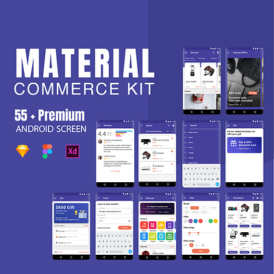 Material Commerce UI Kit android app app design application creative creative design creativity ecommerce ecommerce app ecommerce design ecommerce2019 material material design material ui materialdesign shopping shopping app shopping cart ux