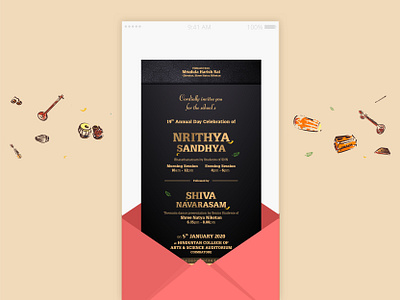 Indian Classical Dance E-invite adobe illustrator adobe photoshop branding design illustration