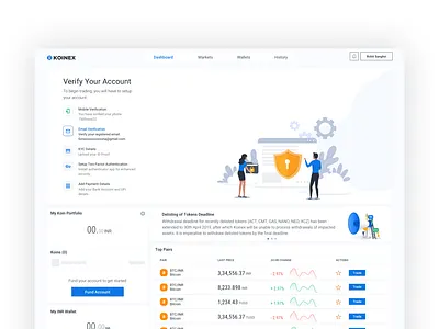 Dashboard - New User Onboarding announcement blockchain crypto crypto wallet dashboard dashboard design funds illustration onboarding progress status track trading widgets
