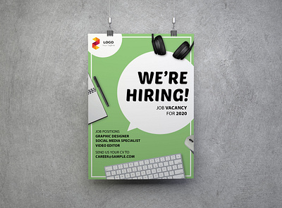 We're Hiring! branding design icon logo minimal poster typography vector