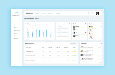 Dashboard for emailwish branding cards cards ui cheerful colored shadow dashboard dashboard ui design email marketing