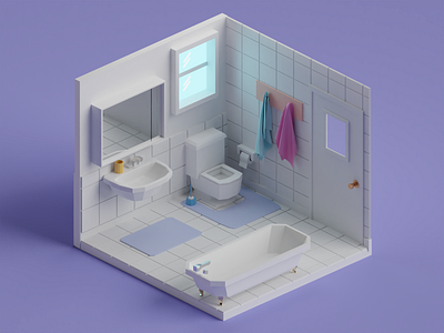 Low poly bathroom b3d bathroom blender isometric low poly