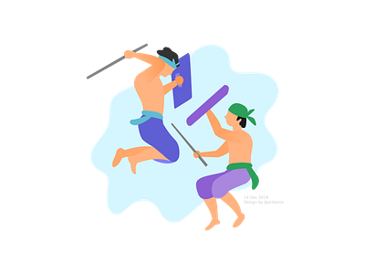 Presean culture illustraion lombok presean