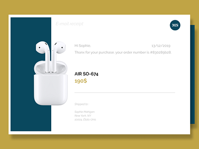 E-mail receipt buy online creative design creativity daily 100 challenge design designer e mail ecommerce ecommerce design email design email receipt inspiration receipt bank ui uidesign ux uxdesign