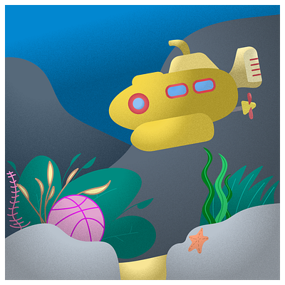 My little submarine design flat grain illustration sea submarine vector