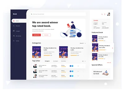 Books Store Web App application books store web app dashboard illustration interaction product design reading store app user web app web design