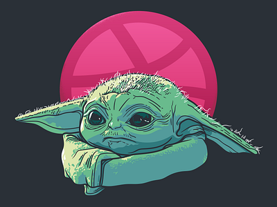 Baby Yoda baby yoda dribbble hello dribbble illustration starwars the mandalorian welcome shot