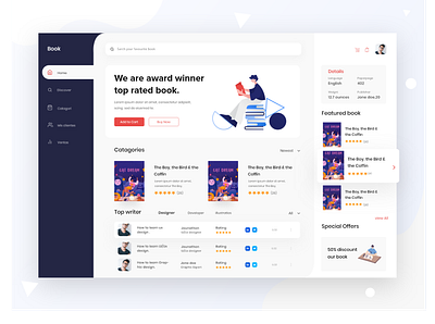 Books Store Web App application books store web app dashboard illustration interaction product design reading store app user web app web design