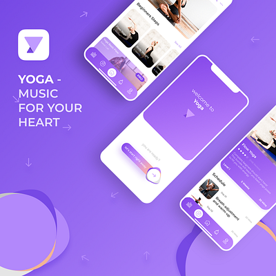 Yoga App app apple application branding fitness interface ios logo product design purple screen sport training ui web yoga