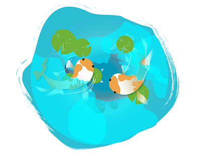 Koi Fish design fish illustration koi koifish lilypad pond vector