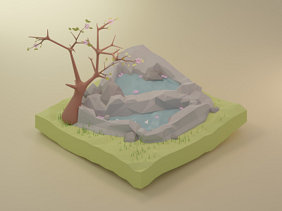 Tranquil 3d b3d blender calm illustraion lowpoly spring