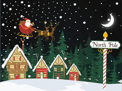 Pole Album- 02 christmas christmas illustration dailychallenge design dribbble flat illustration minimal north pole poles reindeer santa vector