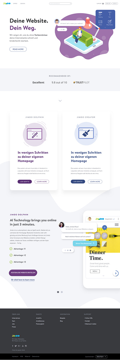Jimdo Landing Page graphic design landing page design ui design web design