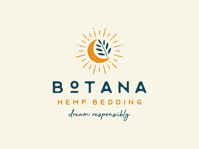 Botana design dream hemp illustration logo moon organic plant retro vector vintage