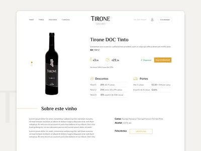 TIRONE wine website adobe xd ecommerce product page wine